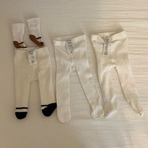 Lot of 3 Baby Tights & 1 Pair of Socks